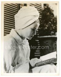 6t629 HIGH SOCIETY candid 8x10.25 still '56 Grace Kelly studies French after falling in pool!