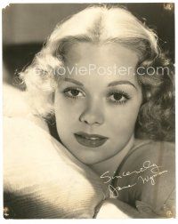 6t089 JANE WYMAN 7.25x9.25 still '30s super close up of the pretty star with head on pillow!
