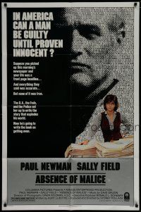 6w014 ABSENCE OF MALICE 1sh '81 Paul Newman, Sally Field, Sydney Pollack, cool design!