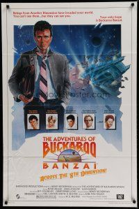6w015 ADVENTURES OF BUCKAROO BANZAI 1sh '84 Peter Weller science fiction thriller, cool art!