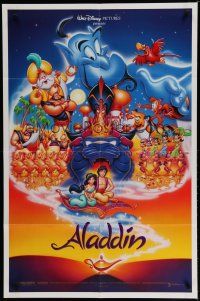 6w019 ALADDIN DS 1sh '92 classic Walt Disney Arabian fantasy cartoon, great art of cast!