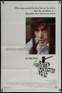 6w035 AND JUSTICE FOR ALL 1sh '79 Al Pacino, Jack Warden, directed by Norman Jewison!