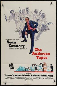 6w037 ANDERSON TAPES 1sh '71 art of Sean Connery & gang of masked robbers, Sidney Lumet