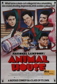 6w044 ANIMAL HOUSE English 1sh '78 John Belushi, Landis classic, art of drink sodden college kids!