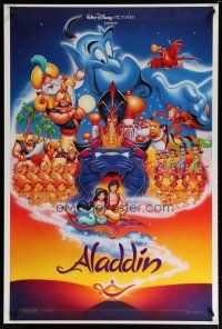 6x061 ALADDIN 1sh '92 classic Walt Disney Arabian fantasy cartoon, great art of cast!