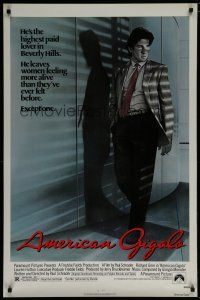 6x074 AMERICAN GIGOLO 1sh '80 handsomest male prostitute Richard Gere is being framed for murder!