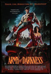 6x085 ARMY OF DARKNESS DS 1sh '93 Sam Raimi, great artwork of Bruce Campbell with chainsaw hand!