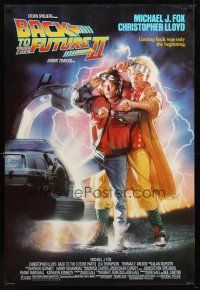 6x095 BACK TO THE FUTURE II 1sh '89 art of Michael J. Fox & Christopher Lloyd by Drew Struzan!