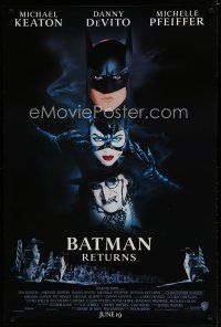 6x116 BATMAN RETURNS advance DS 1sh '92 Michael Keaton, DeVito, Michelle Pfeiffer, Burton!
