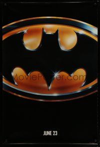 6x104 BATMAN glossy teaser 1sh '89 directed by Tim Burton, cool image of Bat logo!