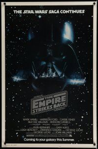 6x012 EMPIRE STRIKES BACK advance 1sh '80 image of Darth Vader head floating in space!