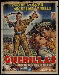 6y402 AMERICAN GUERRILLA IN THE PHILIPPINES Belgian '50 art of Tyrone Power & Micheline Prelle!
