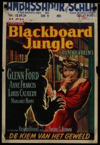 6y412 BLACKBOARD JUNGLE Belgian '55 Richard Brooks classic, different art of Hayes attacked!