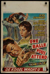 6y416 BULLET IS WAITING Belgian '54 Jean Simmons is trapped with Rory Calhoun & Stephen McNally!
