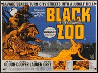 6y307 BLACK ZOO British quad '63 artwork of fang and claw killers stalking sexy woman!