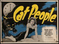 6y311 CAT PEOPLE British quad R50s Val Lewton, full-length sexy Simone Simon by black panther!