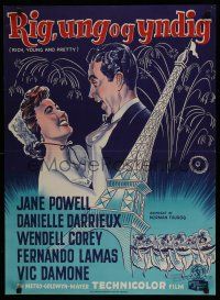 6y819 RICH, YOUNG & PRETTY Danish '51 Jane Powell is romanced in Paris France, Gaston art!