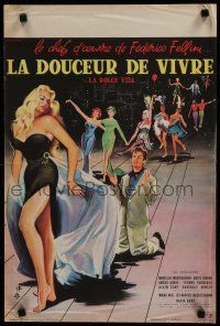 6y263 LA DOLCE VITA French 15x21 '60 Federico Fellini, Mastroianni, sexy Ekberg by Yves Thos!