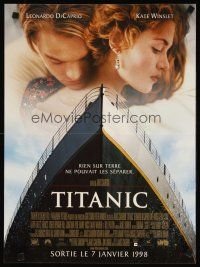 6y277 TITANIC advance French 15x21 '98 Leonardo DiCaprio, Kate Winslet, directed by James Cameron!