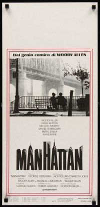 6y694 MANHATTAN Italian locandina '79 classic image of Woody Allen & Diane Keaton by bridge!