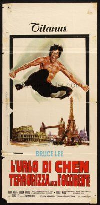 6y709 RETURN OF THE DRAGON Italian locandina '73 classic, great artwork of Bruce Lee!