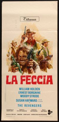 6y711 REVENGERS Italian locandina '72 art of cowboys William Holden, Borgnine & Woody Strode!