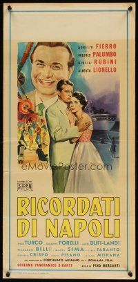 6y712 RICORDATI DI NAPOLI Italian locandina '58 romantic artwork by Carlantonio Longi!