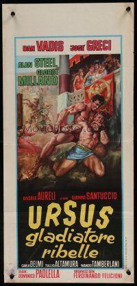 6y707 REBEL GLADIATORS Italian locandina '63 Ursus, il gladiatore ribelle, cool sword & sandal art