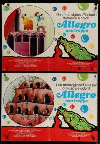 6y618 ALLEGRO NON TROPPO set of 6 Italian photobustas '77 Bruno Bozzetto, great wacky sexy cartoon!