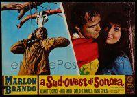 6y641 APPALOOSA Italian photobusta '66 great image of Marlon Brando & Anjanette Comer!