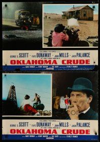 6y629 OKLAHOMA CRUDE set of 4 English Italian photobustas '73 Palance, Scott & Faye Dunaway!