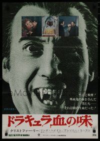 6y163 TASTE THE BLOOD OF DRACULA Japanese '70 best c/u of vampire Christopher Lee showing fangs!