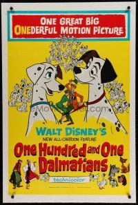 6z314 ONE HUNDRED & ONE DALMATIANS linen 1sh '61 most classic Walt Disney canine family cartoon!