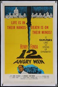 6z001 12 ANGRY MEN linen 1sh '57 Henry Fonda, Sidney Lumet jury classic, life is in their hands!