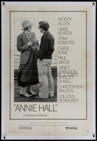 6z021 ANNIE HALL linen 1sh '77 full-length Woody Allen & Diane Keaton, a nervous romance!