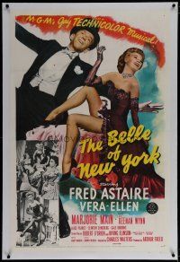 6z031 BELLE OF NEW YORK linen 1sh '52 great image of Fred Astaire & sexy Vera-Ellen dancing!
