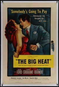 6z035 BIG HEAT linen 1sh '53 great pulp art of Glenn Ford & sexy Gloria Grahame, Fritz Lang noir!