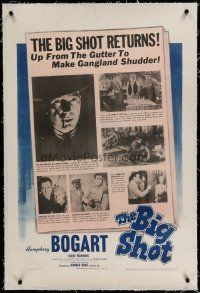 6z036 BIG SHOT linen 1sh '42 Humphrey Bogart returns from the gutter to make Gangland shudder!