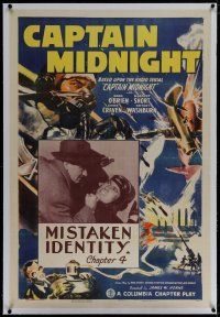 6z062 CAPTAIN MIDNIGHT linen chapter 4 1sh '42 pilot Dave O'Brien, serial, Mistaken Identity!