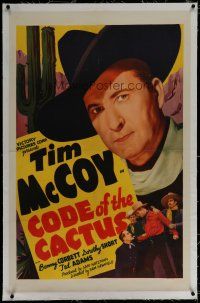 6z072 CODE OF THE CACTUS linen 1sh '39 great portrait of cowboy Tim McCoy over desert background!