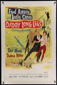6z094 DADDY LONG LEGS linen 1sh '55 wonderful art of Fred Astaire dancing with Leslie Caron!
