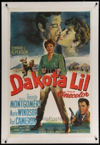 6z095 DAKOTA LIL linen 1sh '50 art of cowgirl Marie Windsor, she's out to get George Montgomery!