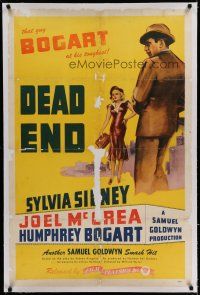 6z103 DEAD END linen 1sh R44 William Wyler, art of Sylvia Sidney & third-billed Humphrey Bogart!