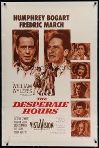 6z109 DESPERATE HOURS linen 1sh '55 William Wyler, different portraits of Humphrey Bogart & cast!