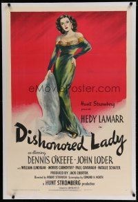 6z118 DISHONORED LADY linen 1sh '47 full-length art of sexy Hedy Lamarr who could not help loving!
