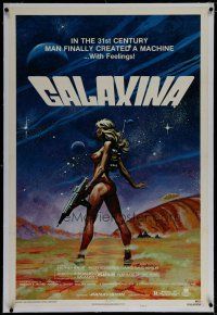 6z160 GALAXINA linen 1sh '80 great sci-fi art of sexy Dorothy Stratten by Robert Tanenbaum!