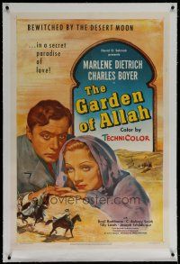 6z164 GARDEN OF ALLAH linen 1sh R49 Marlene Dietrich & Charles Boyer in a secret paradise of love!