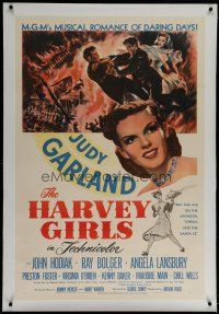 6z187 HARVEY GIRLS linen 1sh '45 where Judy Garland sings On the Atchison, Topeka and The Santa Fe!