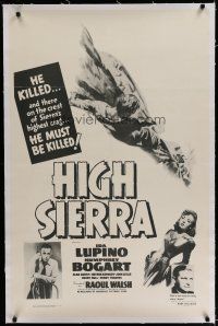 6z194 HIGH SIERRA linen 1sh R56 Humphrey Bogart as Mad Dog Killer Roy Earle, sexy Ida Lupino!