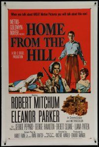 6z199 HOME FROM THE HILL linen 1sh '60 art of Robert Mitchum, Eleanor Parker & George Peppard!
